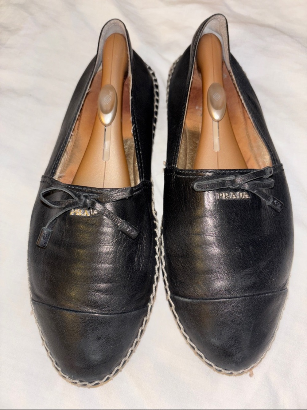 Prada Black Leather Slip-On Espadrille Loafers